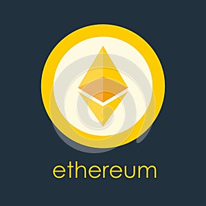 Ethereum logo. Cryptocurrency icon. Crypto coin logotype. Net banking sign. International money or currency. Vector illustration.